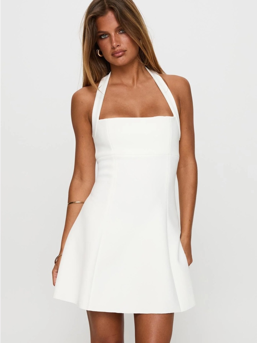 Princess Polly White Alyn Halter Mini Dress